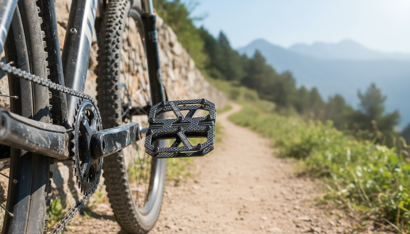 T700 Carbon Fiber Platform Pedals: 3 Bearings, Grip
