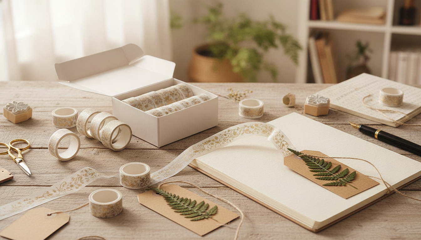 Gold Foil Botanical Washi Tape: 12-Roll DIY Set