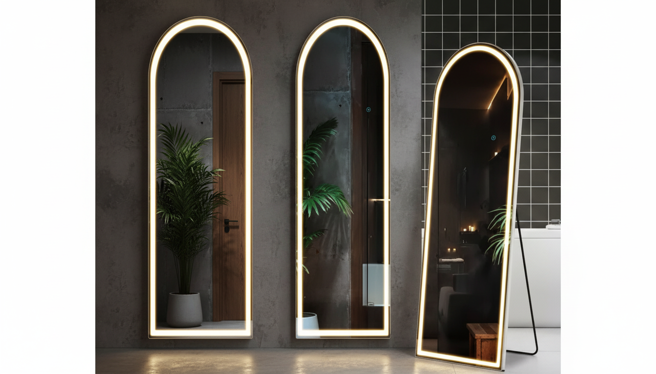 63x20 LED Full-Length Mirror: 3-Color Dimmable Light