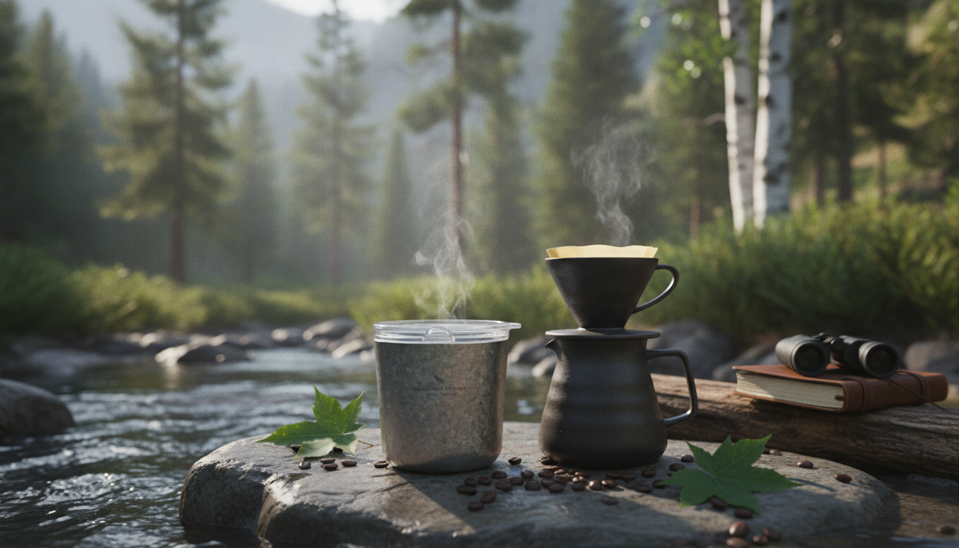 7 oz Double-Wall Titanium Cup with Lid for Travel Sips