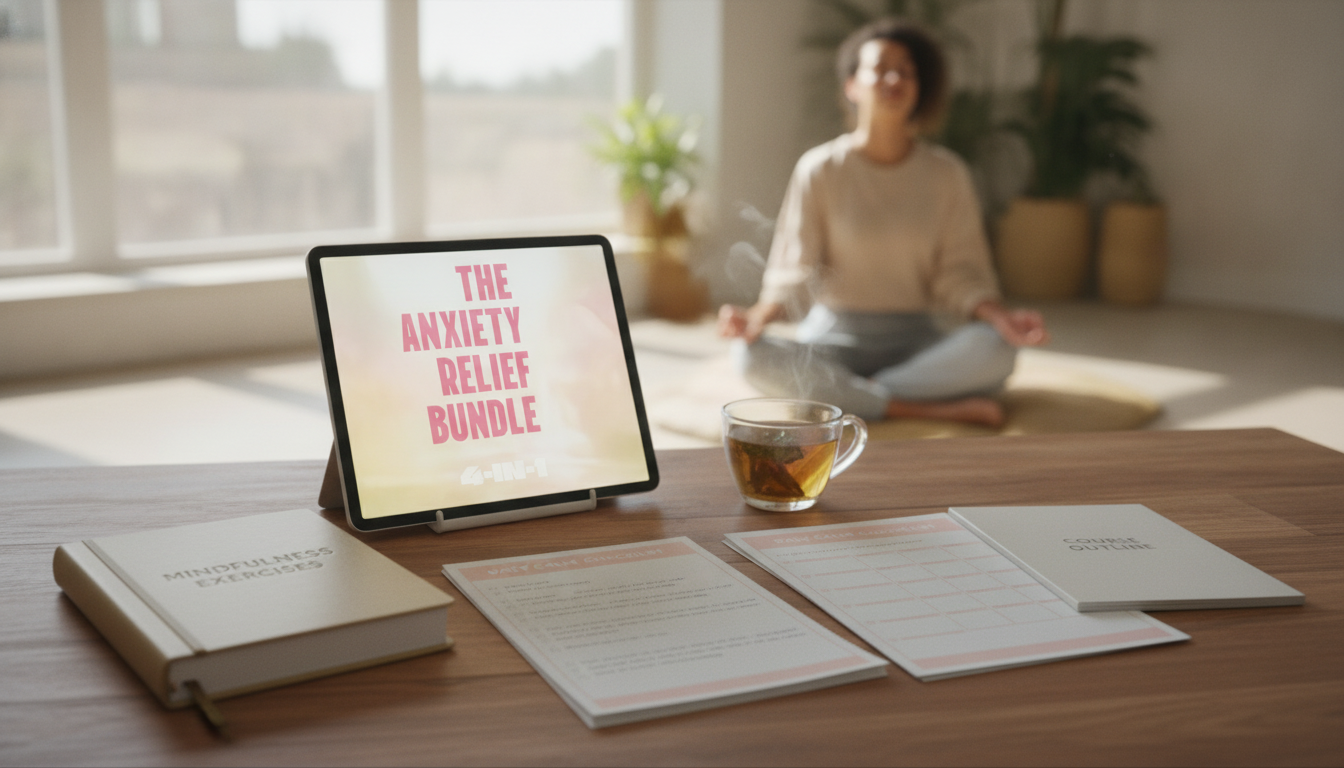 Anxiety Relief Bundle: Mindfulness, Prompts & Checklist