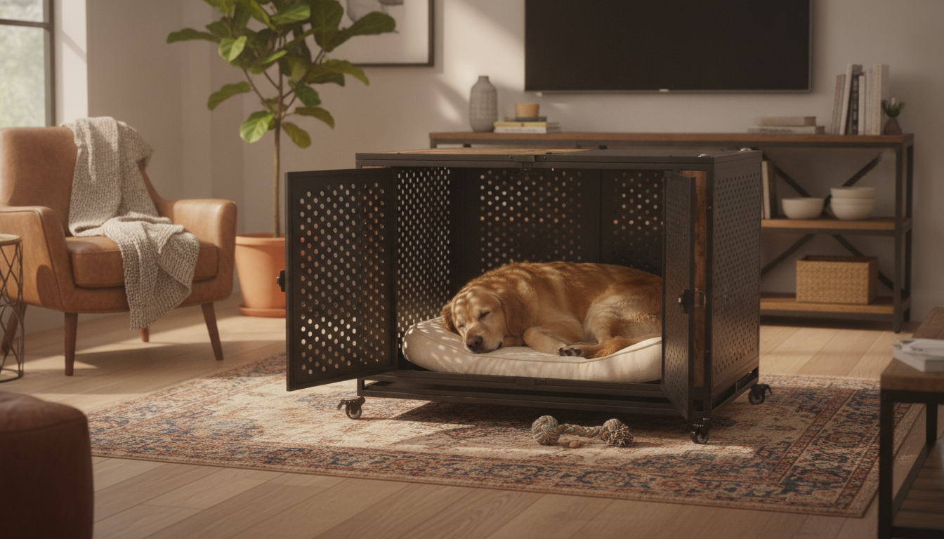 Enclosed Heavy Duty Dog Crate Furniture for XL Dogs