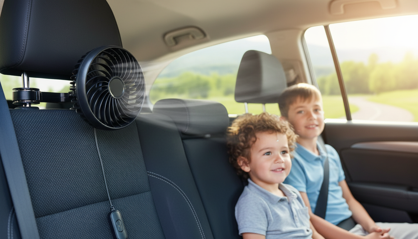 USB Backseat Car Fan: 3-Speed Cooling for Rear Seats