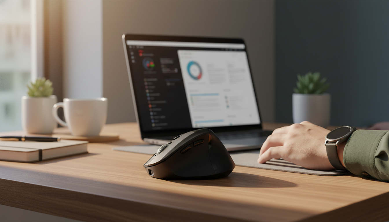 Vertical Wireless Mouse: Speed Roller + DPI Comfort